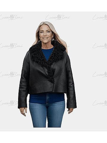 Lusso Swirl Leather Jacket in Black (view 2)