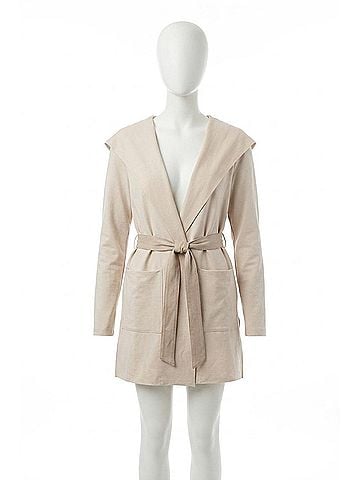 Hem & Thread Leah Hooded Coat in Beige (view 1)