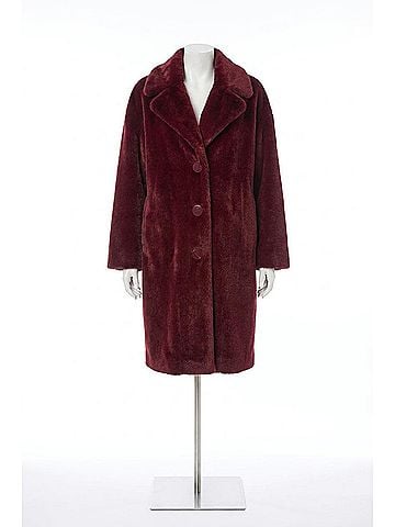 Joseph Ribkoff Faux Fur Straight Coat in Merlot (view 1)