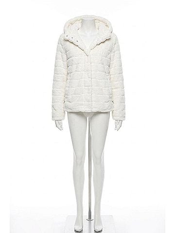 En Creme Lola Fluffy Coat in White (view 1)