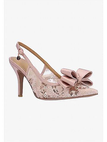 J. Renee Women's Deloris Sling Back Pumps in Rose Gold Sequin Mesh/Satin (view 2)