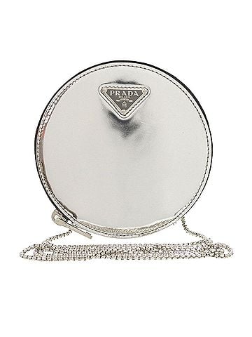 Prada Spazzolato Round Chain Coin Crossbody (view 1)
