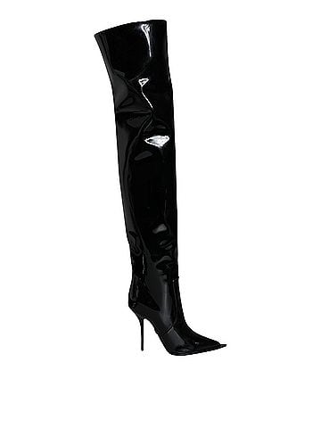 Dolce & Gabbana Black Patent Leather Knee High Boots Women's Shoes (view 1)