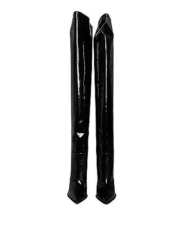 Dolce & Gabbana Black Patent Leather Knee High Boots Women's Shoes (view 2)