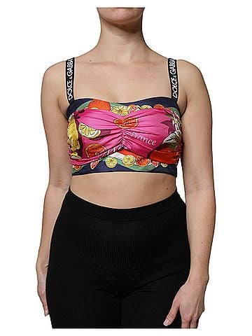 Dolce & Gabbana Multicolor Silk Cropped Bustier Corset Women's Top (view 1)