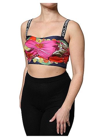 Dolce & Gabbana Multicolor Silk Cropped Bustier Corset Women's Top (view 2)