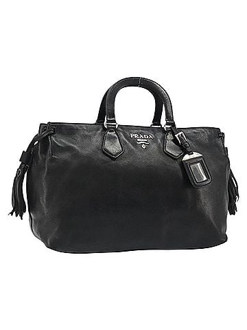 Prada Vitello Daino Convertible Tote Vitello Daino Black Leather Handbag (view 1)