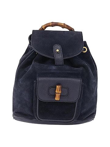 Gucci Vintage Bamboo Suede Navy Suede Backpack Bag (view 1)