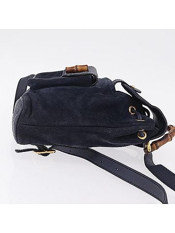 Gucci Vintage Bamboo Suede Navy Suede Backpack Bag (view 2)