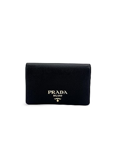Prada Flap Card Case On Chain Saffiano Leather Black Leather Card Holders Accessory (view 1)