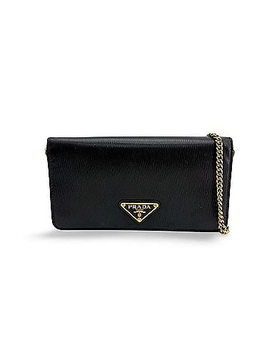 Prada Wallet On Chain Saffiano Leather Black Leather Crossbody Bag Bag (view 1)