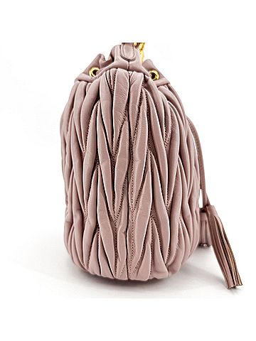 Miu Miu Drawstring Bucket Matelasse Leather Pink Leather Handbag (view 2)
