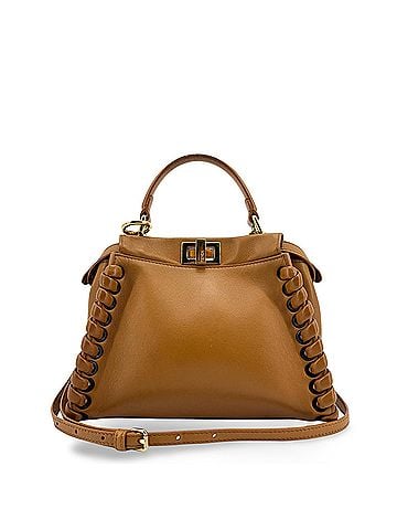 Fendi Peekaboo Whipstitch Leather Brown Leather Handbag (view 1)