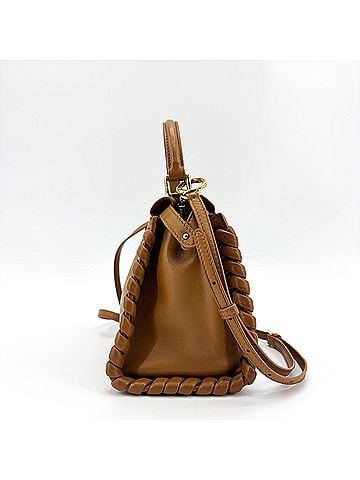 Fendi Peekaboo Whipstitch Leather Brown Leather Handbag (view 2)
