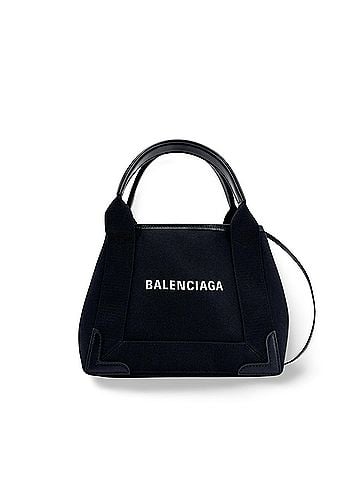 Balenciaga Navy Cabas Canvas With Leather Black Canvas Tote Bag Bag (view 1)