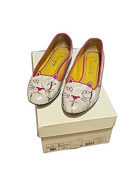 Charlotte Olympia White Kitty Marble Flats (view 1)