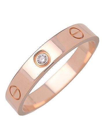 Cartier Love Wedding Band 1 Diamond 18K Rose Gold With Diamond Pink Rose_Gold Ring Jewelry (view 1)