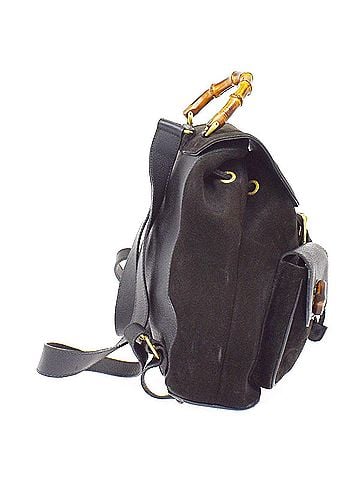 Gucci Vintage Bamboo Suede Black Suede Backpack Bag (view 2)