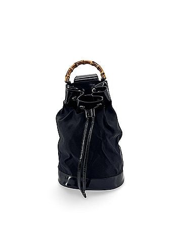 Gucci Vintage Bamboo Drawstring Suede And Leather Black Nylon Backpack Bag (view 1)