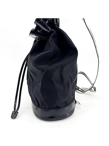 Gucci Vintage Bamboo Drawstring Suede And Leather Black Nylon Backpack Bag (view 2)