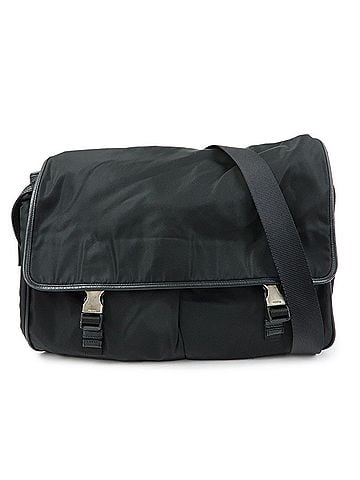 Prada Buckle Messenger Tessuto Black Nylon Handbag (view 1)