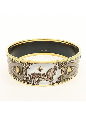 Hermès Bangle Printed Enamel Multicolour Gold_Plated Bracelet Jewelry (view 2)