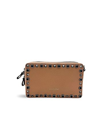 Valentino Garavani Rockstud Chain Camera Leather Brown Leather Crossbody Bag Bag (view 1)