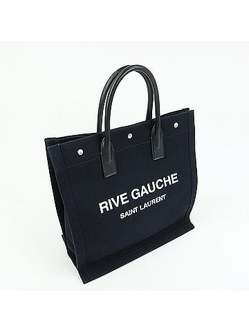 Saint Laurent Rive Gauche Shopper Canvas Black Canvas Tote Bag Bag (view 2)