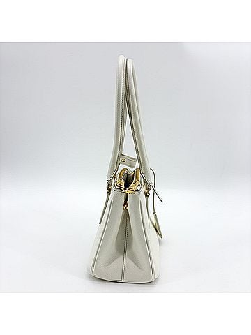 Prada Galleria Double Zip Saffiano Leather White Leather Tote Bag Bag (view 2)