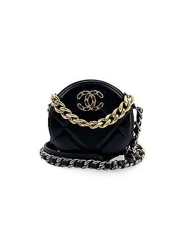 Chanel 19 Round Clutch With Chain Quilted Leather Black Leather Clutche &amp; Pouche Bag (view 1)
