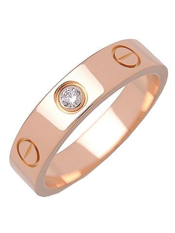Cartier Love Wedding Band 1 Diamond 18K Rose Gold With Diamond Gold Rose_Gold Ring Jewelry (view 1)