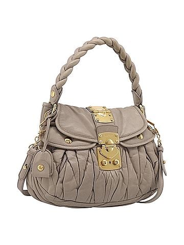 Miu Miu Coffer Hobo Matelasse Leather Beige Leather Handbag (view 1)