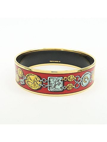 Hermès Bangle Printed Enamel Red Gold_Plated Bracelet Jewelry (view 2)