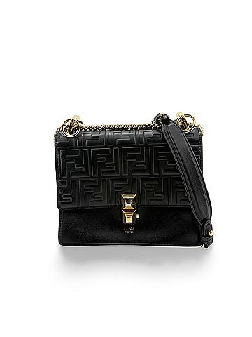 Fendi Kan I Zucca Embossed Leather Black Leather Shoulder Bag Bag (view 1)