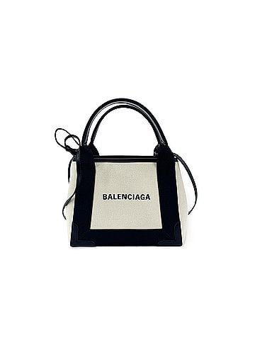 Balenciaga Navy Cabas Canvas With Leather Black Canvas Tote Bag Bag (view 1)
