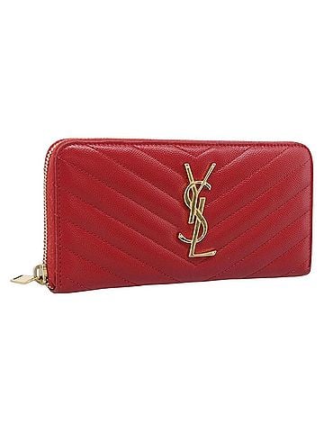 Saint Laurent Loulou Zip Around Matelasse Chevron Leather Red Leather Wallets Accessory (view 1)