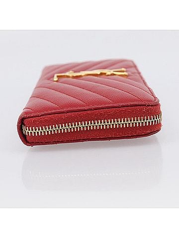 Saint Laurent Loulou Zip Around Matelasse Chevron Leather Red Leather Wallets Accessory (view 2)