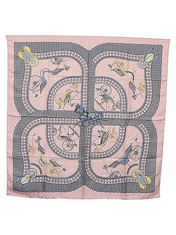 Hermès Carré 90 Silk Multicolor Pink Silk Scarve &amp; Shawl Accessory (view 1)