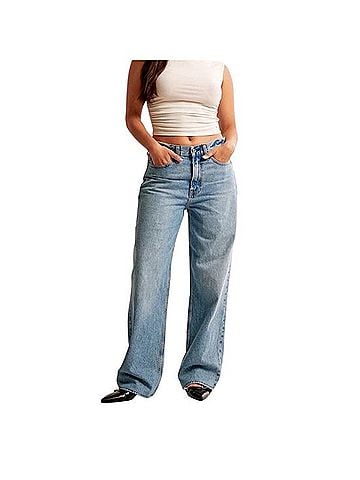 Abercrombie & Fitch Curve Love Mid Rise Slouchy Jean Jeans (view 1)