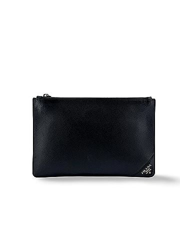 Prada Wristlet Zip Clutch Vitello Daino Black Leather Clutche &amp; Pouche Bag (view 1)