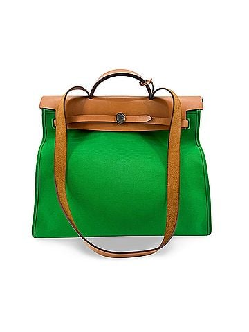 Hermès Herbag Toile And Leather Green Canvas Shoulder Bag Bag (view 1)