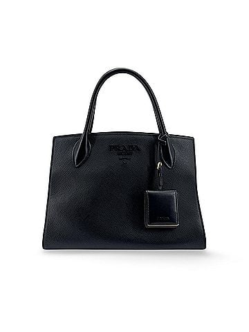Prada Monochrome Saffiano With City Calf Black Leather Tote Bag Bag (view 1)