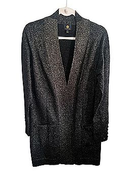 JM Collection Black Lurex Sparkle Open Cardigan Cardigan (view 1)