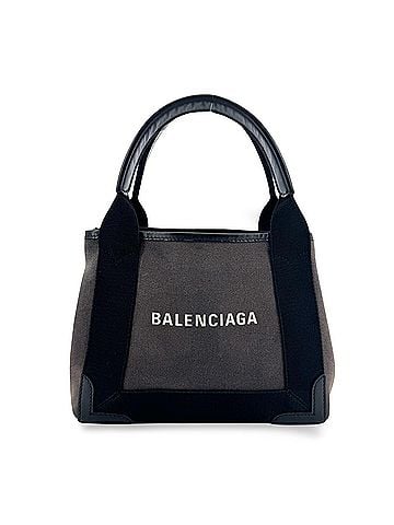 Balenciaga Navy Cabas Canvas With Leather Black Canvas Tote Bag Bag (view 1)