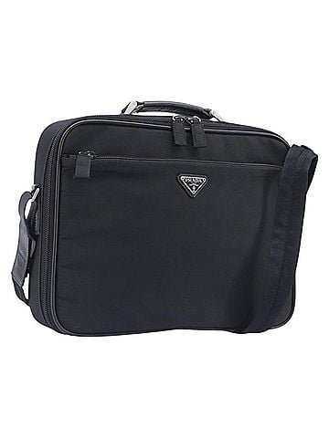 Prada Briefcase Tessuto And Saffiano Leather Black Nylon Briefcase Bag (view 1)