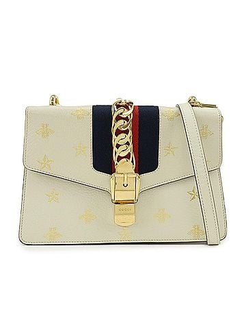 Gucci Sylvie Belt Leather Beige Calfskin Handbag (view 1)