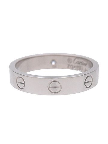 Cartier Love 1 Diamond Band Platinum With Diamond Silver White_Gold Ring Jewelry (view 2)