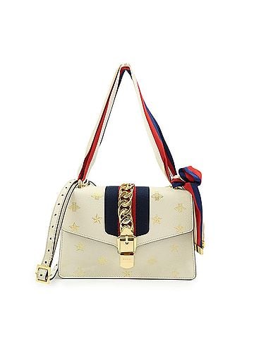 Gucci Sylvie Printed Leather Beige Leather Shoulder Bag Bag (view 1)