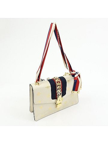 Gucci Sylvie Printed Leather Beige Leather Shoulder Bag Bag (view 2)