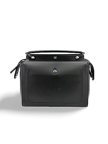 Fendi Dotcom Convertible Satchel Leather Black Calfskin Handbag (view 1)